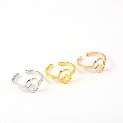 304 Stainless Steel 18K Gold Plated Simple Style Classic Style Epoxy Plating Animal Map Notes Open Rings