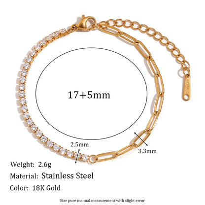 Wholesale Jewelry Simple Style Classic Style Geometric 304 Stainless Steel Zircon 18K Gold Plated Inlay Bracelets Earrings Necklace