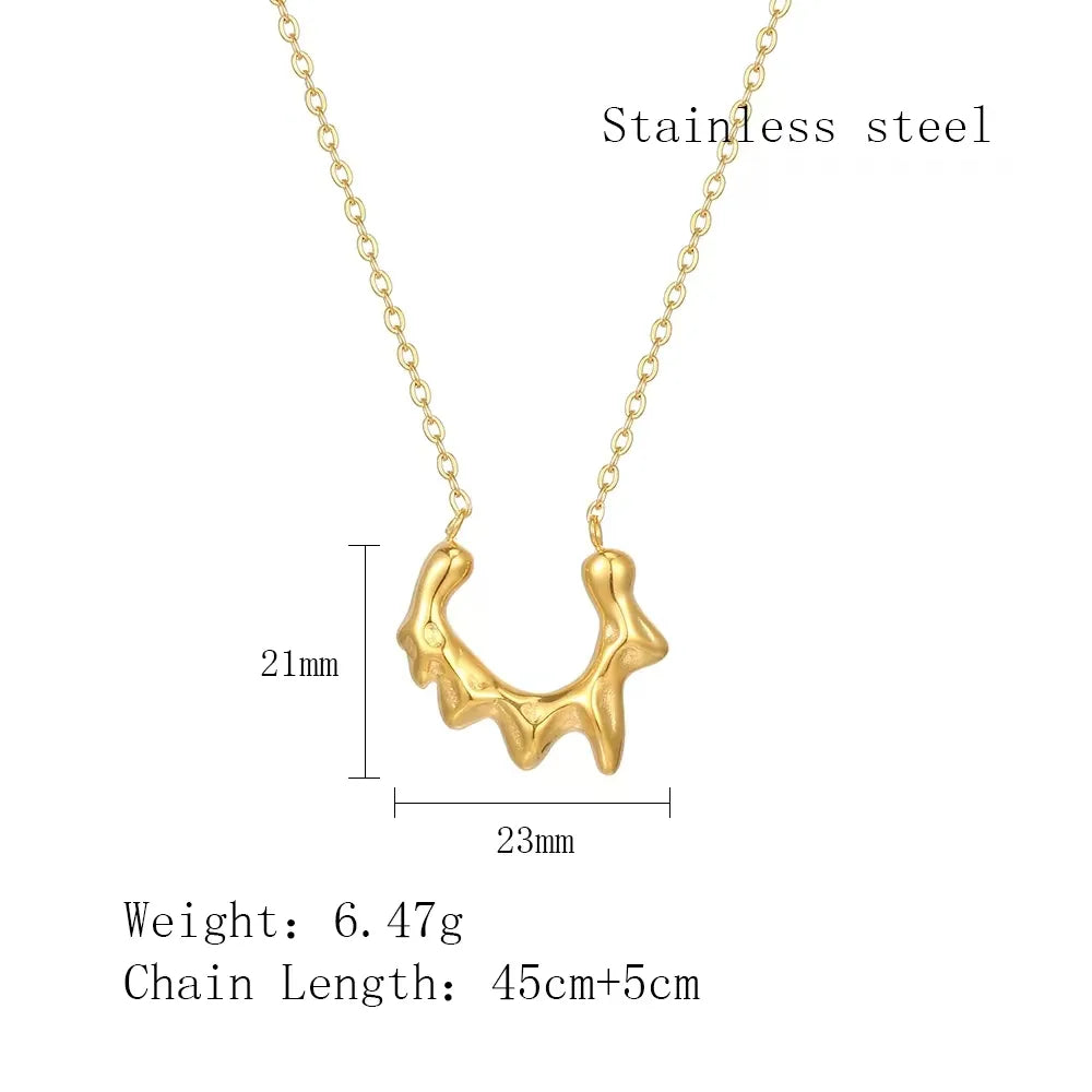 304 Stainless Steel 18K Gold Plated Simple Style Classic Style Irregular Plating Solid Color Pendant Necklace