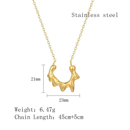 304 Stainless Steel 18K Gold Plated Simple Style Classic Style Irregular Plating Solid Color Pendant Necklace