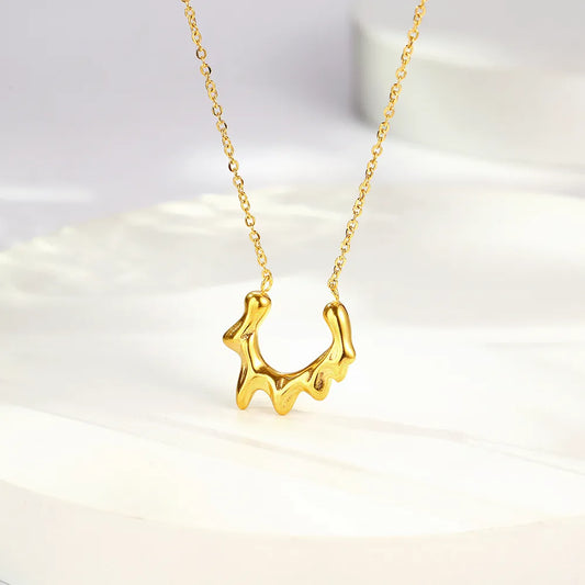 304 Stainless Steel 18K Gold Plated Simple Style Classic Style Irregular Plating Solid Color Pendant Necklace