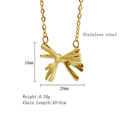 304 Stainless Steel 18K Gold Plated Simple Style Classic Style Plating Bow Knot Pendant Necklace