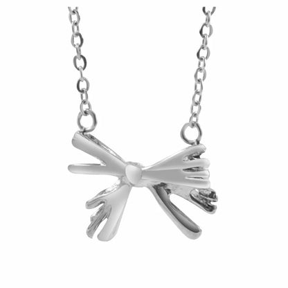 304 Stainless Steel 18K Gold Plated Simple Style Classic Style Plating Bow Knot Pendant Necklace