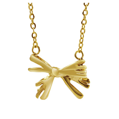 304 Stainless Steel 18K Gold Plated Simple Style Classic Style Plating Bow Knot Pendant Necklace