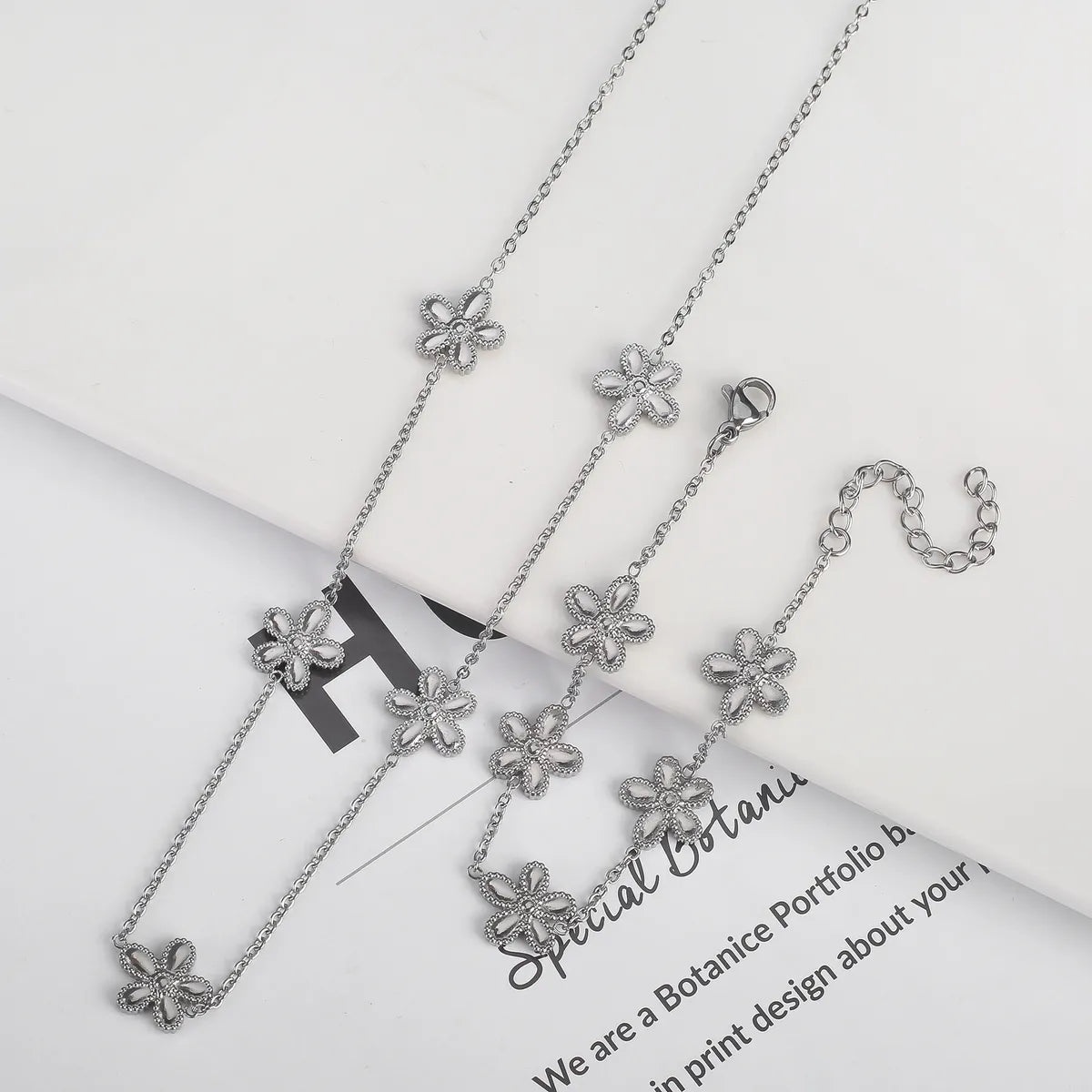 304 Stainless Steel 18K Gold Plated Simple Style Classic Style Plating Flower Jewelry Set