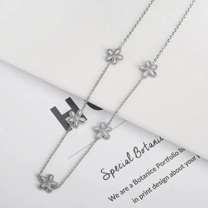 304 Stainless Steel 18K Gold Plated Simple Style Classic Style Plating Flower Jewelry Set