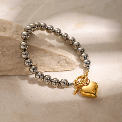 304 Stainless Steel 18K Gold Plated Simple Style Classic Style Plating Heart Shape Bracelets