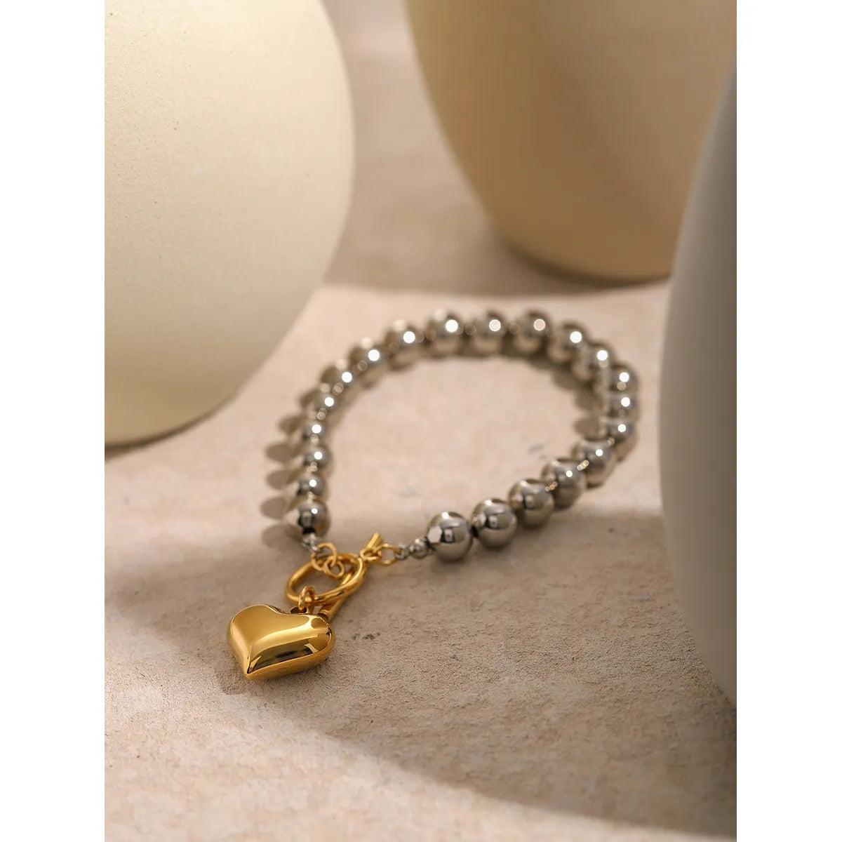 304 Stainless Steel 18K Gold Plated Simple Style Classic Style Plating Heart Shape Bracelets