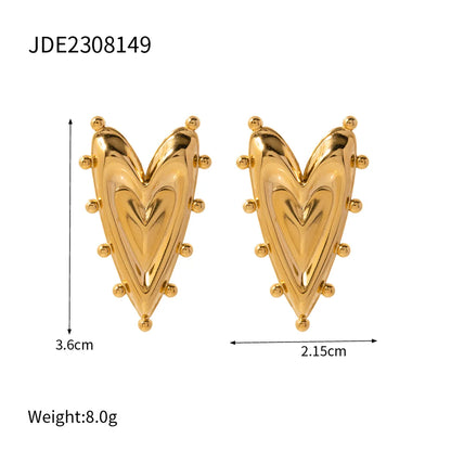 304 Stainless Steel 18K Gold Plated Simple Style Classic Style Plating Heart Shape Earrings Necklace