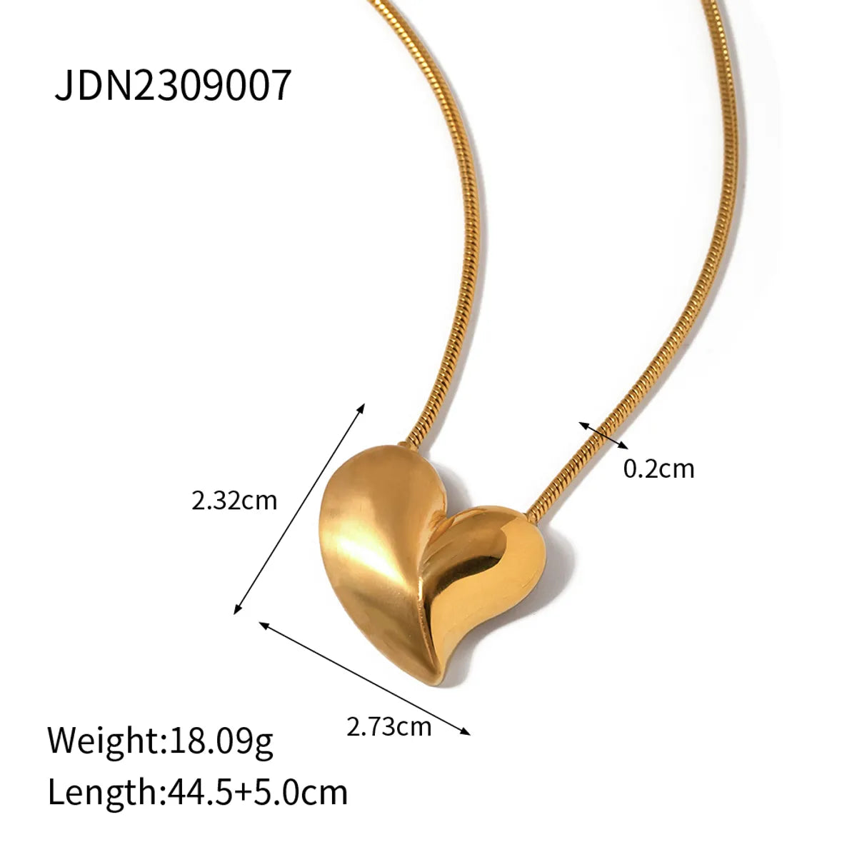 304 Stainless Steel 18K Gold Plated Simple Style Classic Style Plating Heart Shape Earrings Necklace