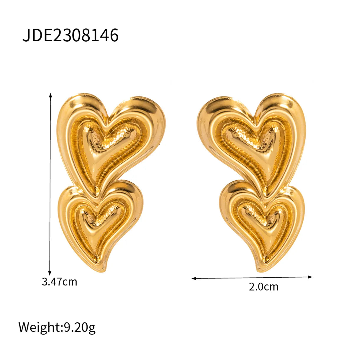 304 Stainless Steel 18K Gold Plated Simple Style Classic Style Plating Heart Shape Earrings Necklace