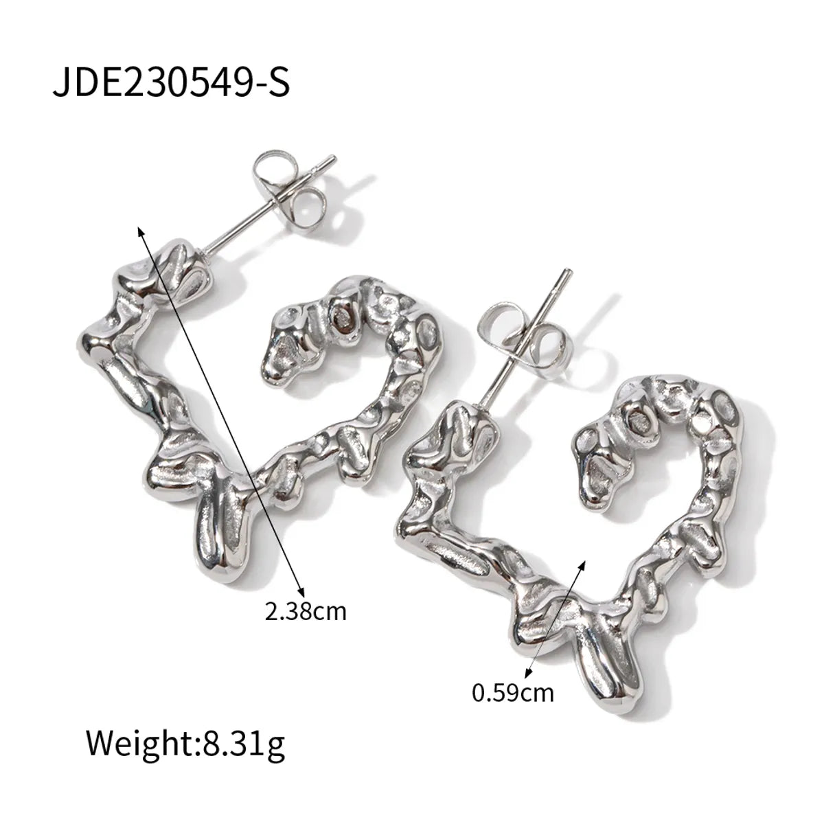 304 Stainless Steel 18K Gold Plated Simple Style Classic Style Plating Heart Shape Earrings Necklace