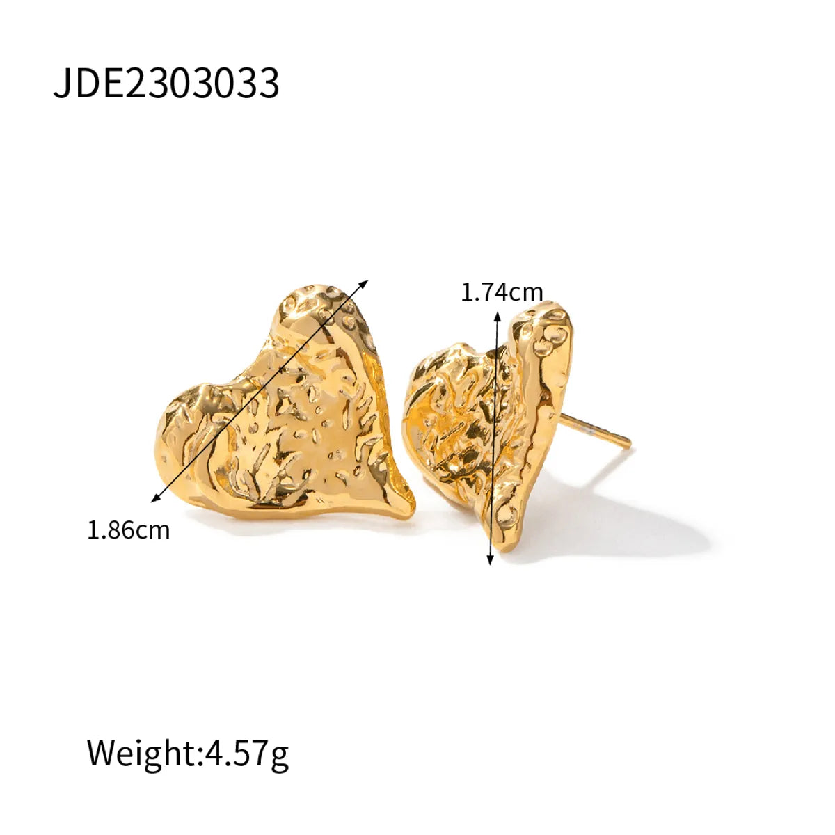 304 Stainless Steel 18K Gold Plated Simple Style Classic Style Plating Heart Shape Earrings Necklace