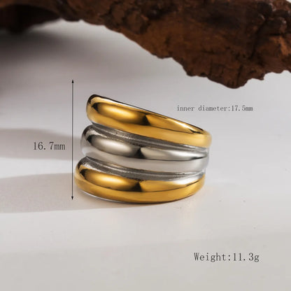 304 Stainless Steel 18K Gold Plated Simple Style Classic Style Plating Round Rings