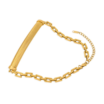 304 Stainless Steel 18K Gold Plated Simple Style Classic Style Plating Solid Color Bracelets Necklace