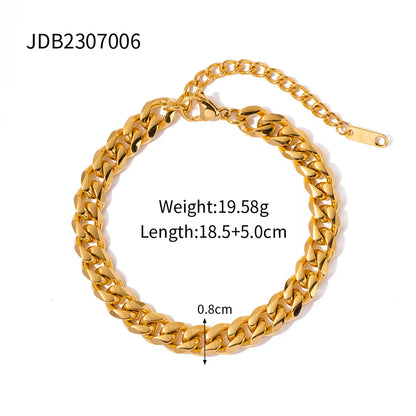 Wholesale Jewelry Simple Style Classic Style Solid Color 304 Stainless Steel 18K Gold Plated Plating Bracelets Necklace