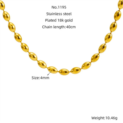 304 Stainless Steel 18K Gold Plated Simple Style Classic Style Plating Solid Color Necklace