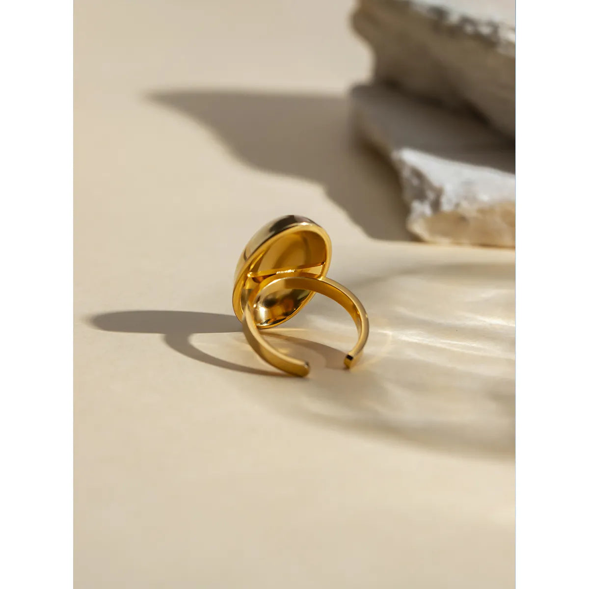 304 Stainless Steel 18K Gold Plated Simple Style Classic Style Plating Solid Color Rings