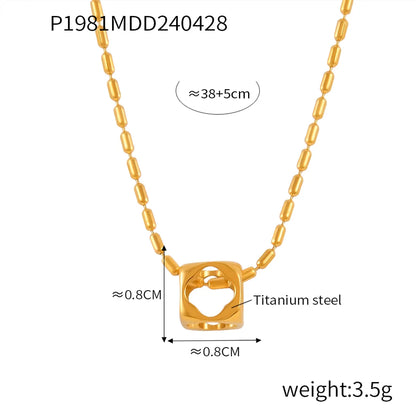 304 Stainless Steel 18K Gold Plated Simple Style Commute Plating Hollow Out Quadrilateral Pendant Necklace