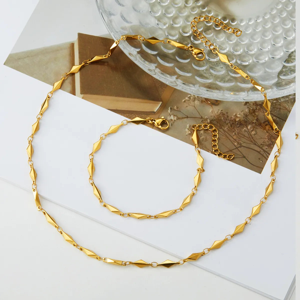 Wholesale Jewelry Simple Style Commute Solid Color 304 Stainless Steel None 18K Gold Plated Bracelets Necklace