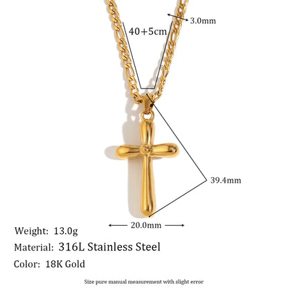 Wholesale Jewelry Simple Style Cross 304 Stainless Steel 18K Gold Plated Pendant Necklace