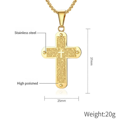 304 Stainless Steel 18K Gold Plated Simple Style Cross Rhinestones Pendant Necklace