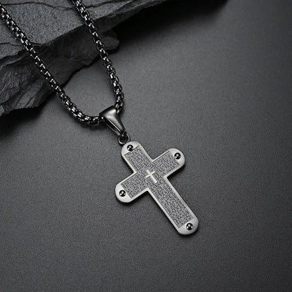 304 Stainless Steel 18K Gold Plated Simple Style Cross Rhinestones Pendant Necklace