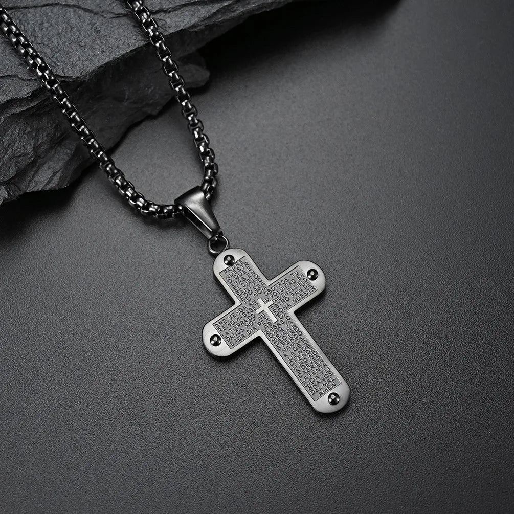 304 Stainless Steel 18K Gold Plated Simple Style Cross Rhinestones Pendant Necklace