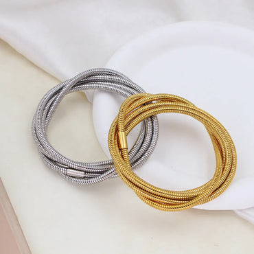 Simple Style Geometric 304 Stainless Steel 18K Gold Plated Bangle In Bulk