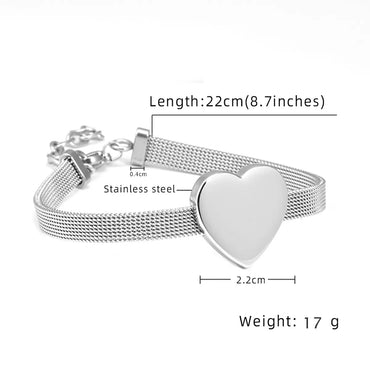 Simple Style Heart Shape 304 Stainless Steel 18K Gold Plated Bracelets In Bulk