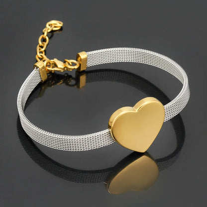 Simple Style Heart Shape 304 Stainless Steel 18K Gold Plated Bracelets In Bulk