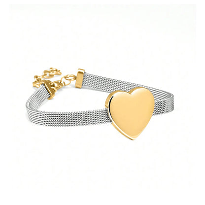 Simple Style Heart Shape 304 Stainless Steel 18K Gold Plated Bracelets In Bulk