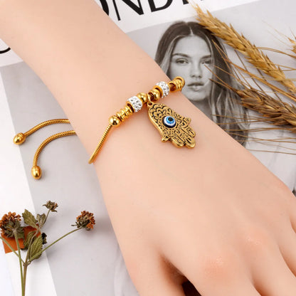 Simple Style  Eye 304 Stainless Steel 18K Gold Plated Resin Bracelets In Bulk