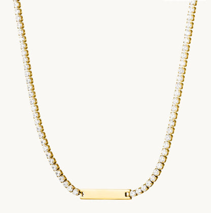 304 Stainless Steel 18K Gold Plated Simple Style Inlay Geometric Zircon Necklace