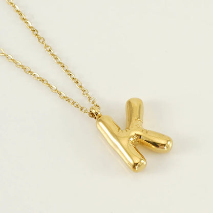 304 Stainless Steel 18K Gold Plated Simple Style Letter Pendant Necklace