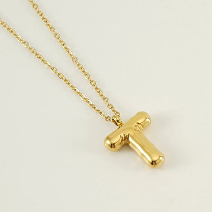 304 Stainless Steel 18K Gold Plated Simple Style Letter Pendant Necklace