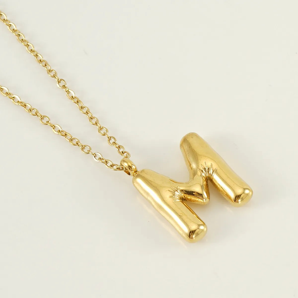 304 Stainless Steel 18K Gold Plated Simple Style Letter Pendant Necklace