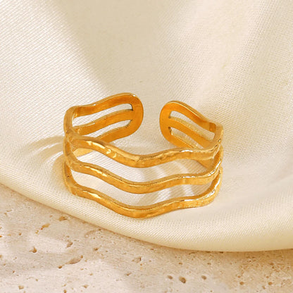 304 Stainless Steel 18K Gold Plated Simple Style Plating Irregular Lines Rings