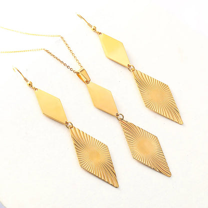 304 Stainless Steel 18K Gold Plated Simple Style Plating Rhombus Earrings Necklace