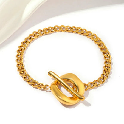 304 Stainless Steel 18K Gold Plated Simple Style Polishing Plating Inlay Sun Zircon Bracelets