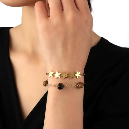 304 Stainless Steel 18K Gold Plated Simple Style Polishing Plating Star Zircon Bracelets