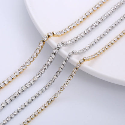 Wholesale Jewelry Simple Style Shiny Solid Color 304 Stainless Steel Rhinestones 18K Gold Plated Inlay Necklace