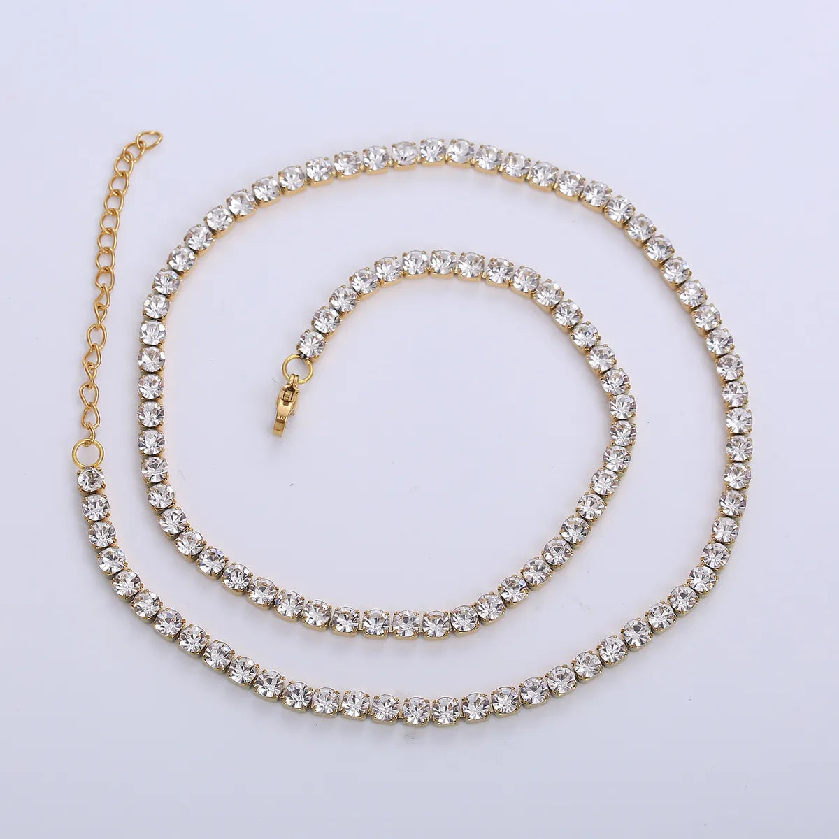 Wholesale Jewelry Simple Style Shiny Solid Color 304 Stainless Steel Rhinestones 18K Gold Plated Inlay Necklace