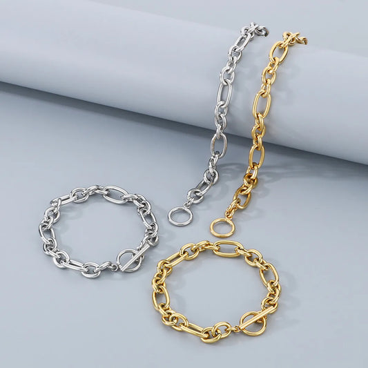 304 Stainless Steel 18K Gold Plated Simple Style Solid Color Jewelry Set