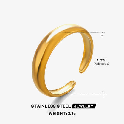 304 Stainless Steel 18K Gold Plated Simple Style Solid Color Open Rings