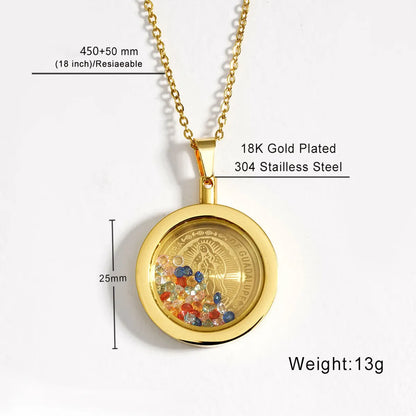 Wholesale Jewelry Simple Style Human Round 304 Stainless Steel 18K Gold Plated Zircon Pendant Necklace