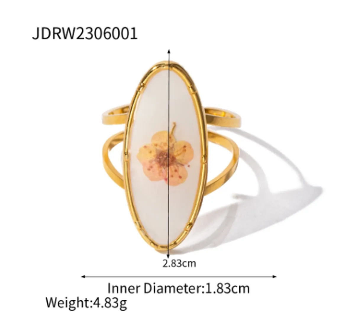 304 Stainless Steel 18K Gold Plated Sweet Artistic Flower Open Rings