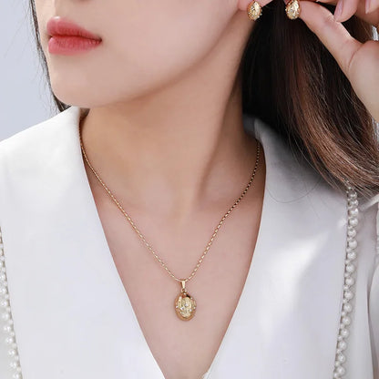 Wholesale Jewelry Sweet Classic Style Flower Strawberry 304 Stainless Steel Artificial Gemstones 18K Gold Plated Plating Inlay Earrings Necklace Jewelry Set