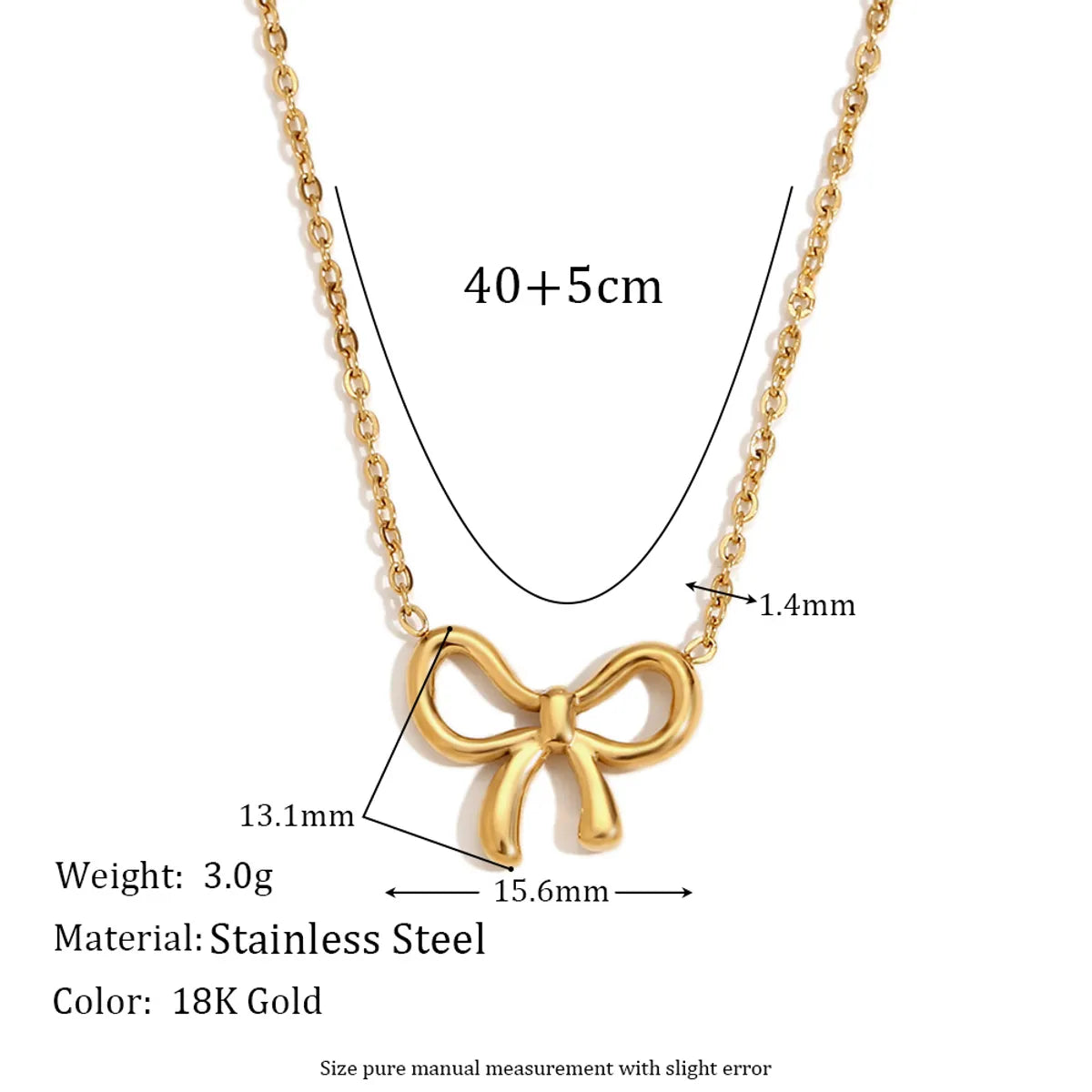 304 Stainless Steel 18K Gold Plated Sweet Simple Style Classic Style Plating Bow Knot Earrings Necklace