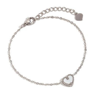 304 Stainless Steel 18K Gold Plated Sweet Simple Style Classic Style Plating Inlay Heart Shape Shell Bracelets Necklace